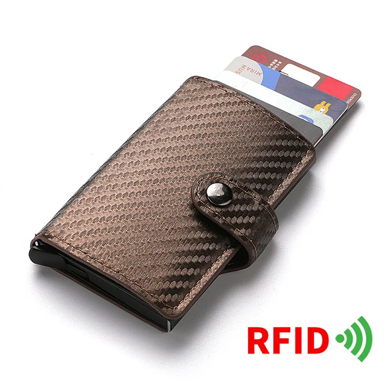 

Credit Card Holder Men Wallet RFID Aluminium Box Bank PU Leather Wallets with Money Clip Designer Cardholder