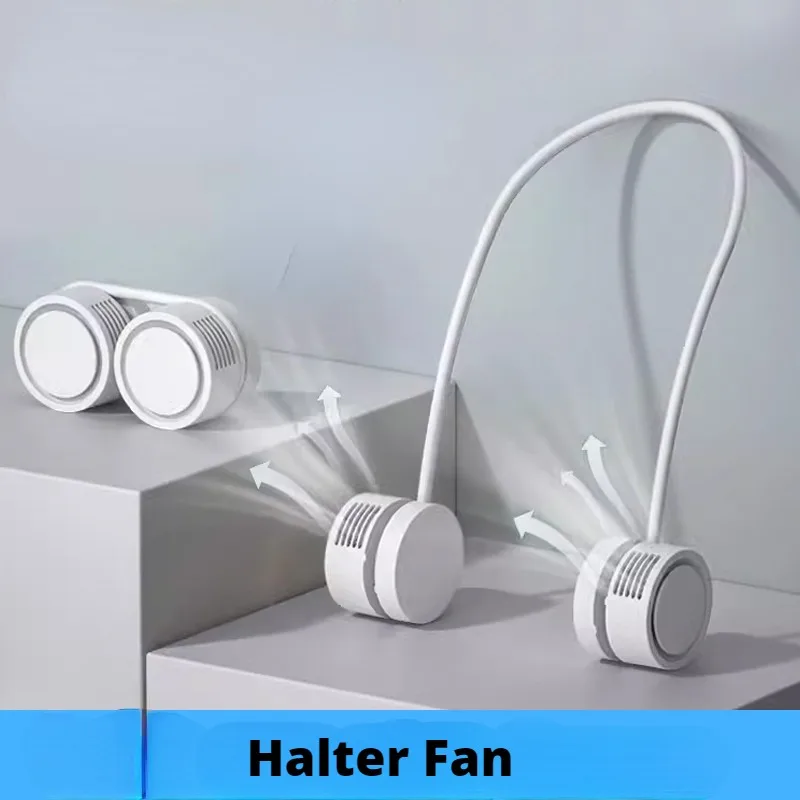 Halter Fan Strong Wind Quiet Soft Silicone Material Length Adjustable Rechargeable Portable Outdoor Camping Use