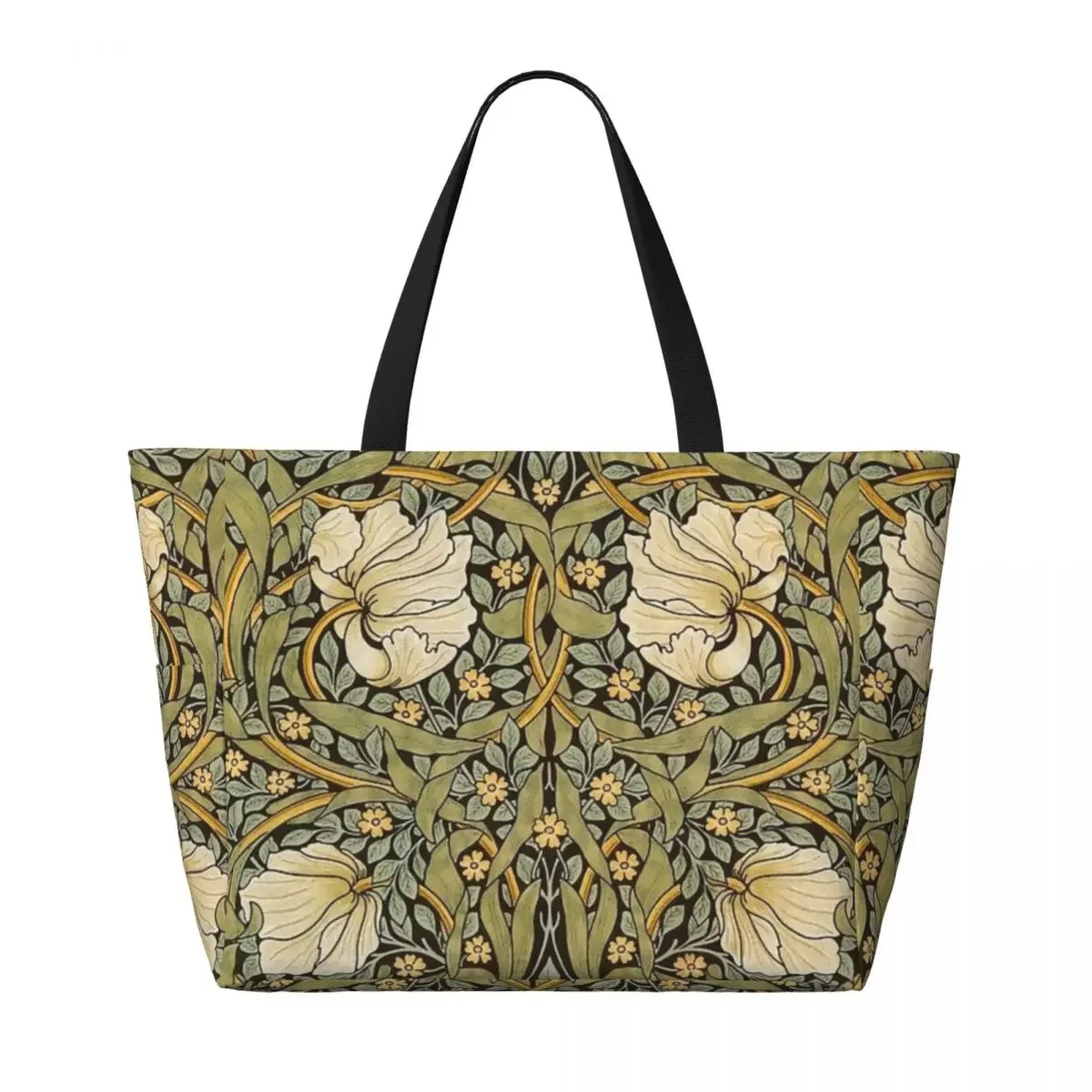 Custom William Morris Pimpernel Beach Tote Bag Women Extra Large Gym Carry On Floral Textile Pattern Travel Shopping Bags