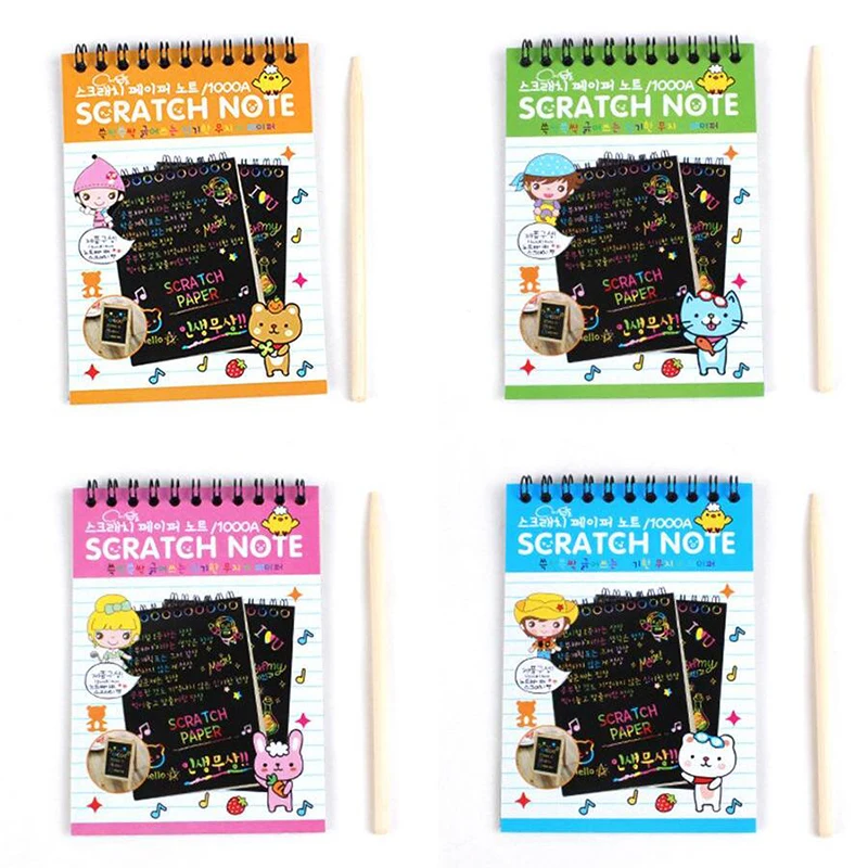 Scratchprint Cartoon Colorful Scratch Paper DIY Children Stationery Toys Creative Drawing Toys Puzzle Graffiti Toys TMZ