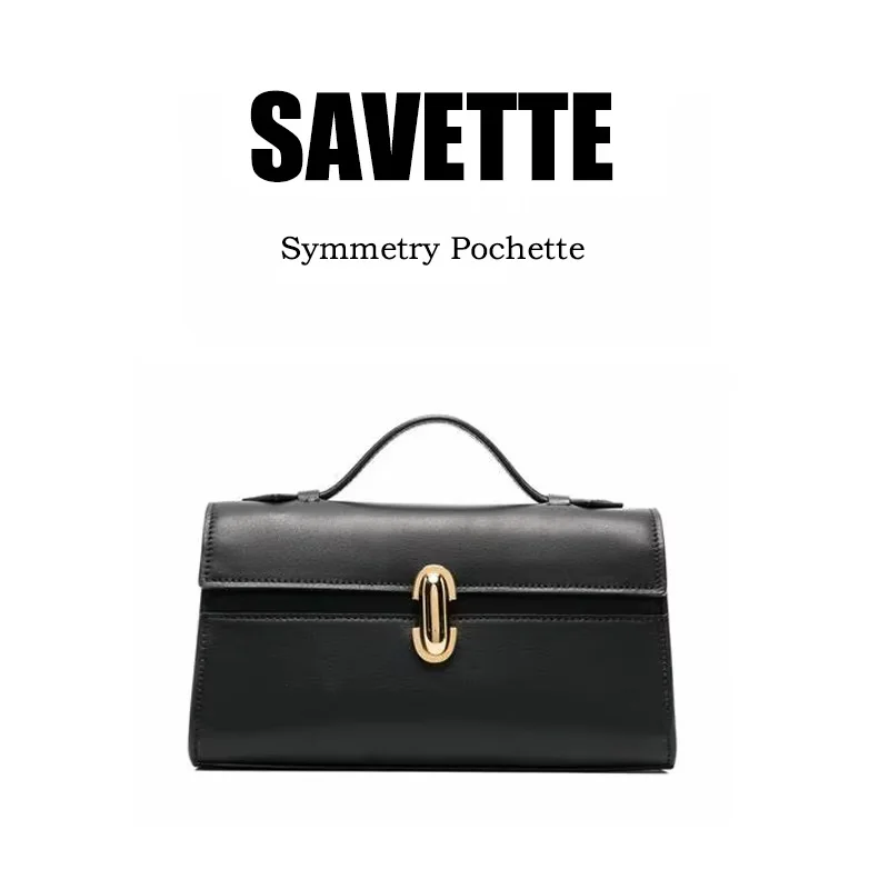 SAVETTE Symmetry Pochette Leather Tote Bag Women Top Handle Bags Genuine Leather Suede Solid Color Simple Handbag Square Bag