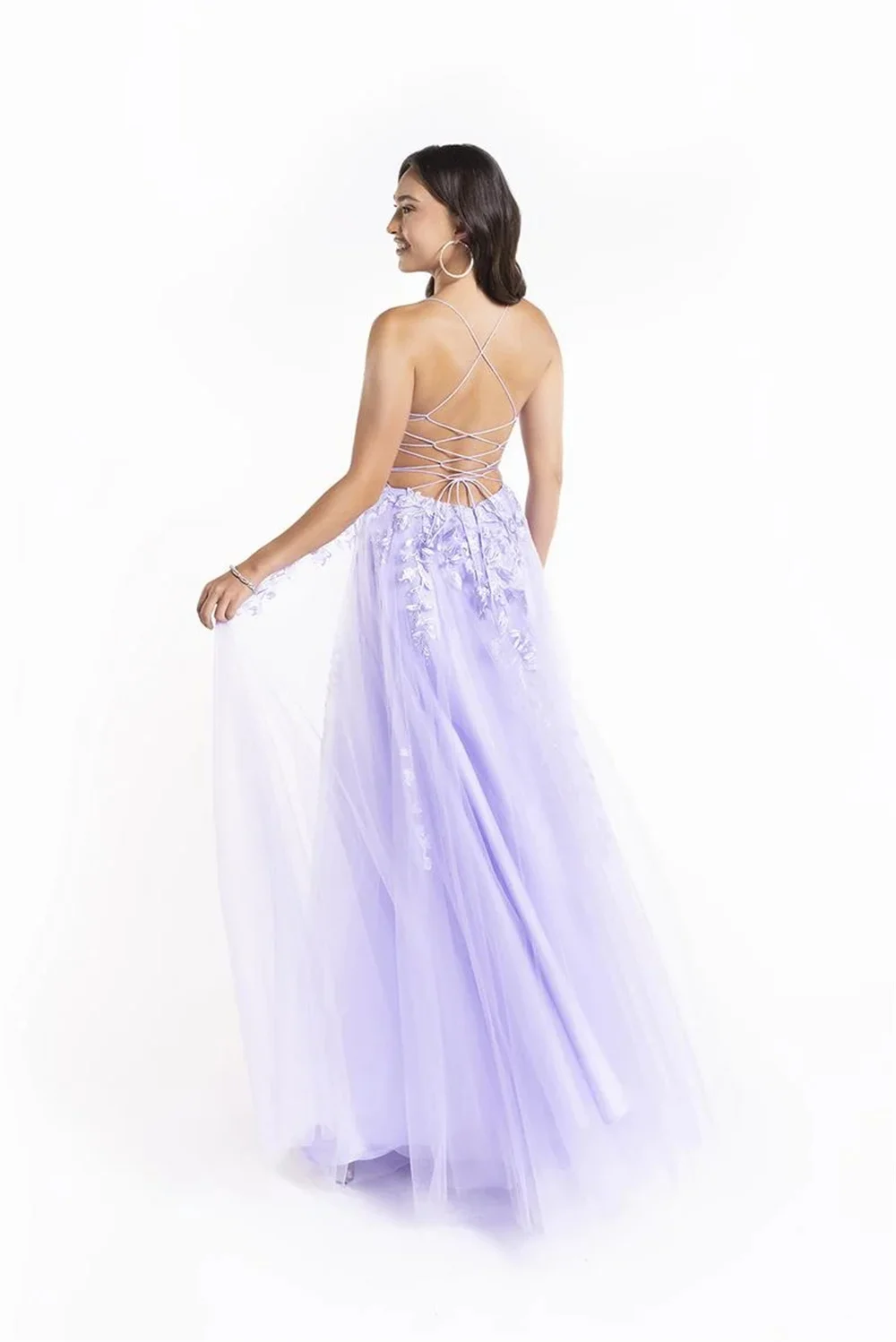 Abito da ballo viola lavanda Jessica abiti da sera Sexy senza schienale Vestidos De Fiesta Appliqué ricamato Princess PartyDress