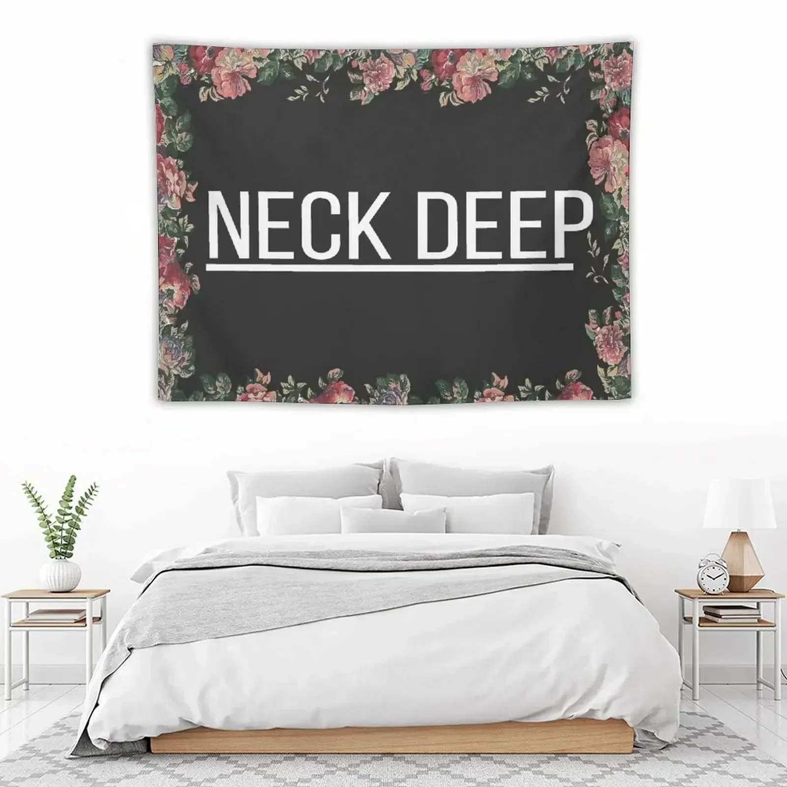 

Neck Deep Floral Flag Tapestry Room Decorations Aesthetics For Room Cute Decor Tapestry