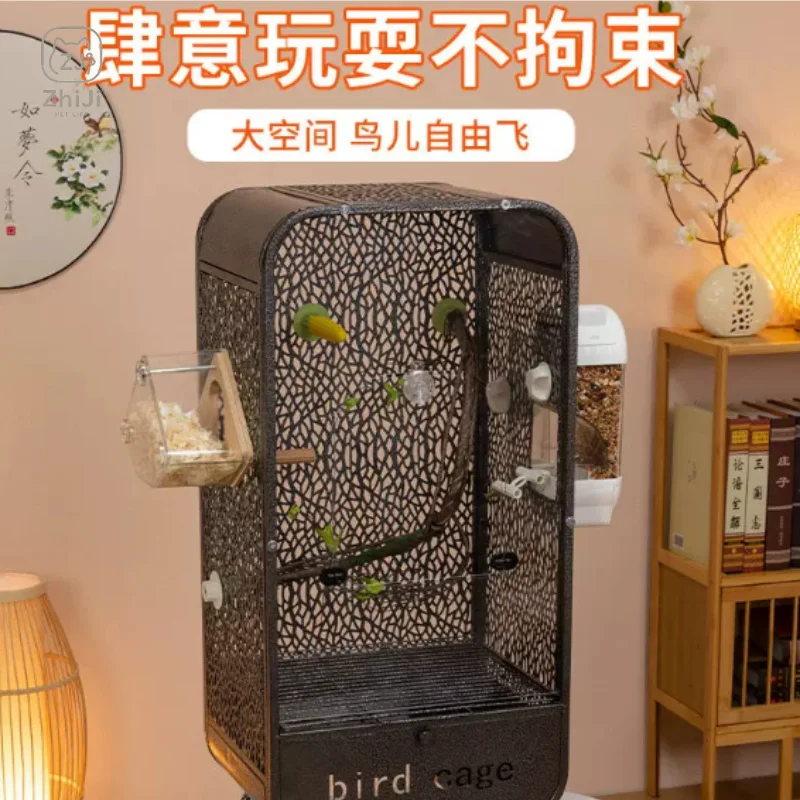 Bird cage parrot cage household large tiger skin Xuanfeng peony starling special new luxury villa