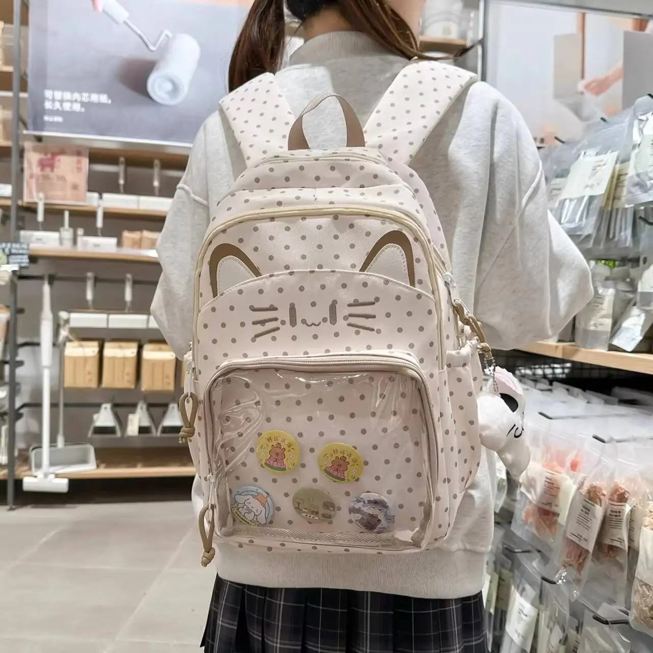 

New Y2K Cute Cat Ita Backpacks Large Capacity Rucksack Girls Transparent DIY Display Knapsacks Outdoor Fashion Travel Schoolbags