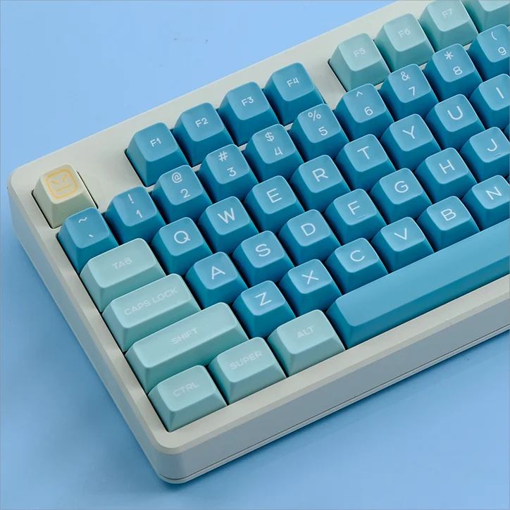 

Sea Salt Lemon Keycaps Keyboard Blue Summer Key Caps Custom Gaming Keyboard Bicolor PBT Keycaps for Mechanical Keyboard DIY