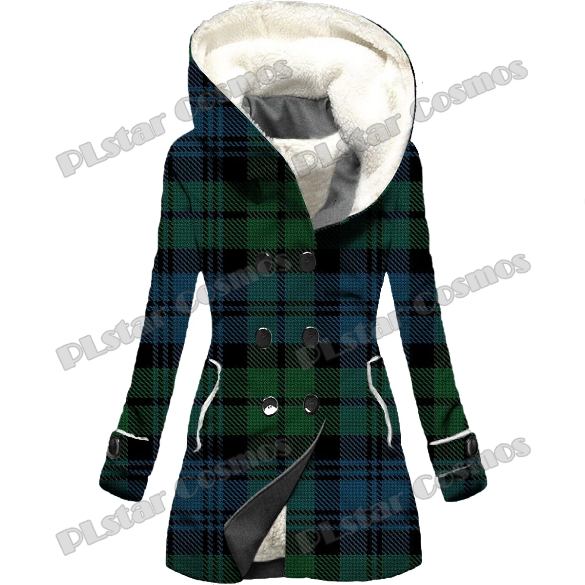 Red And Black Plaid Stripes Pattern 3D All Over Printed Fashion Woman Hooded Coat Winter Casual Thick Warm hooded jacket HR11