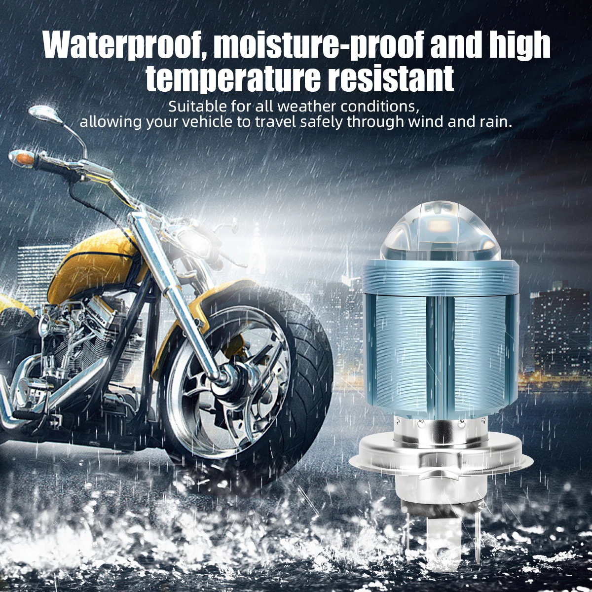 1Pcs H4 LED Motorcycle Light Bulb Fisheye Lens 6500K White Yellow High Low Beam DRL Driving Lamp Headlight Fog Lamp Universal