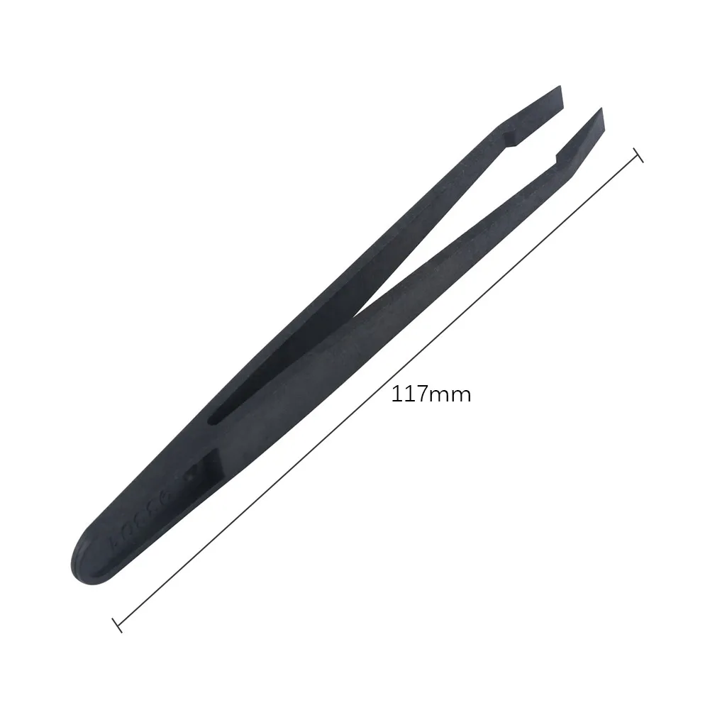 2Pcs 93301 Black Anti-Static Plastic Tweezers with Slant Flat Tip for Laboratory Work Electronics Repair Craft DIY Hand Tools