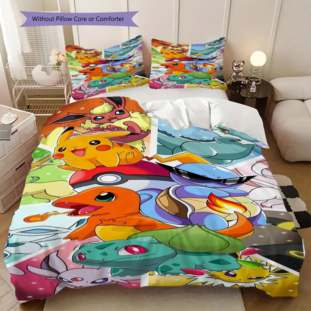 Anime Pocket Monster Print Soft Comfortable Duvet Cover, Children's Bedding Set Gift, Various Sizes Available LXR123