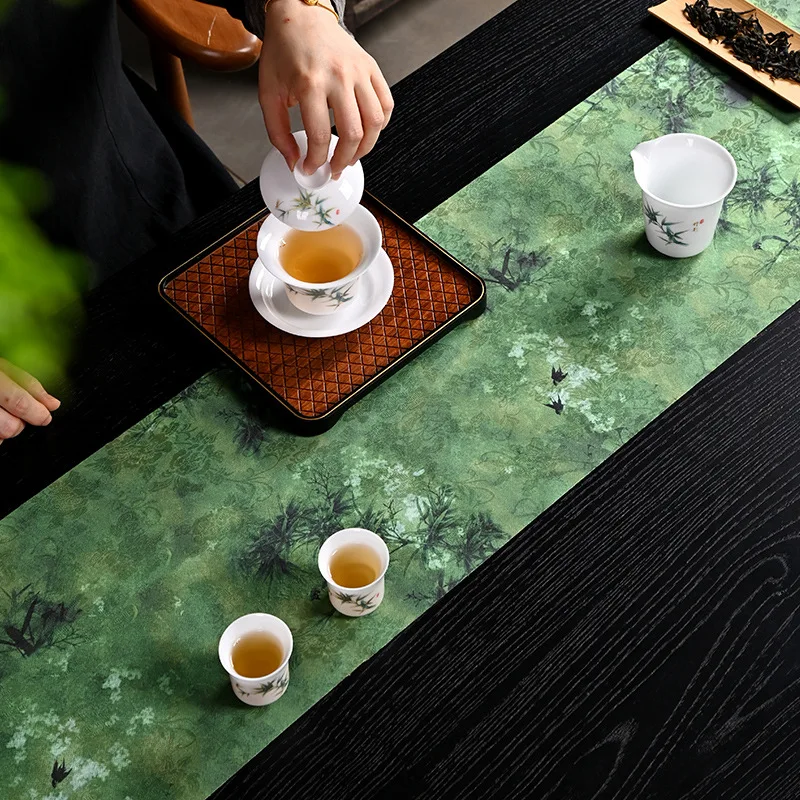 Double-Sided Tea Mat Waterproof Tea Mat Table Runner Zen Tea Flag Tea Ceremony Accessories view 2