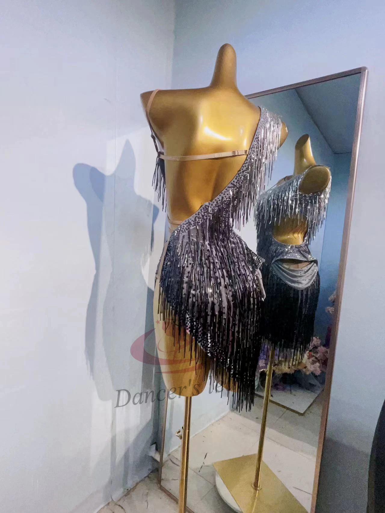 Vestido de performance de dança latina, alta qualidade, fita de tinta personalizada, diamante, samba, tango, feminino, adulto, palco, roupas profissionais