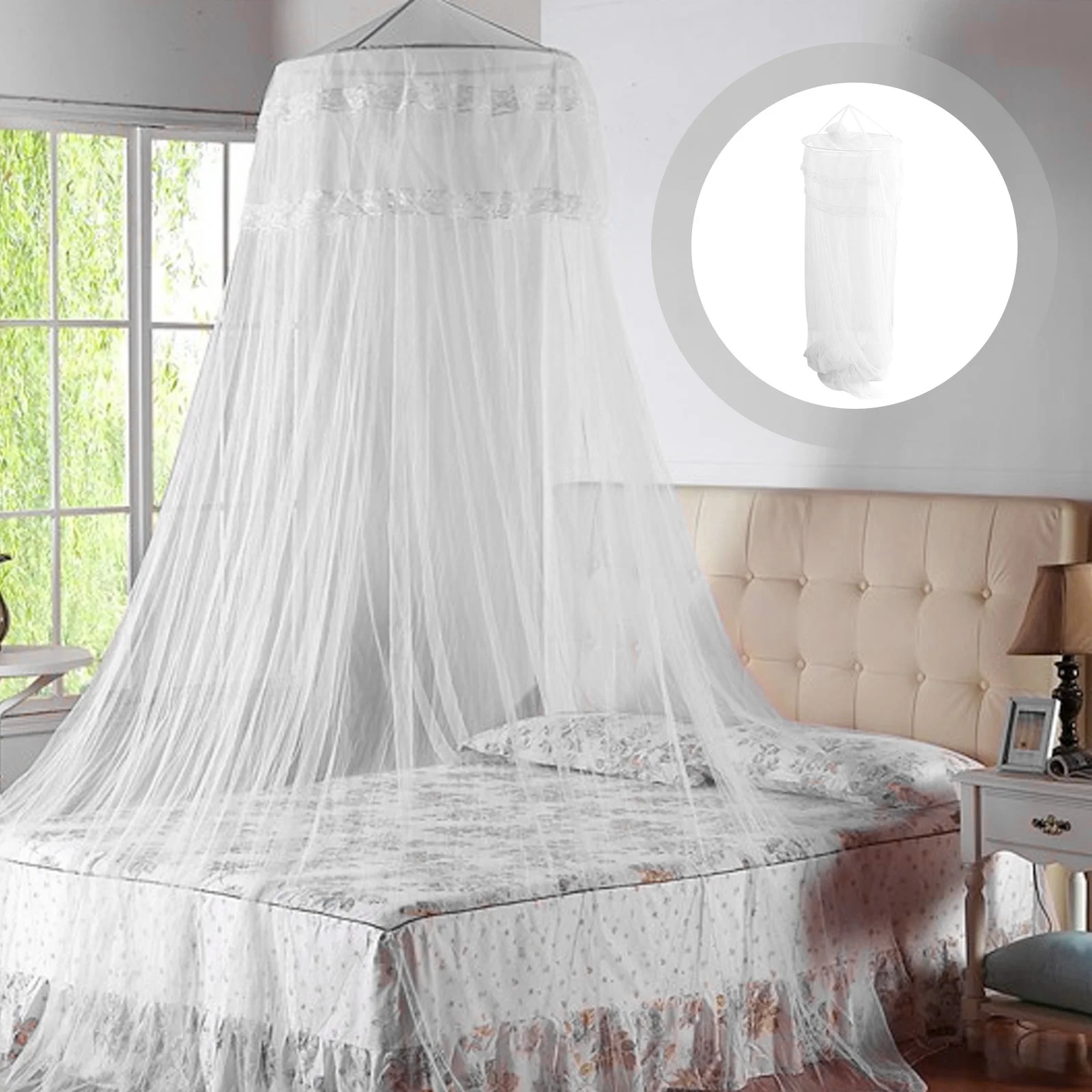 

Round Dome Mosquito Net Bed Canopy With Fine Mesh For Single Double Beds Bedroom Hanging Curtain Tent Net