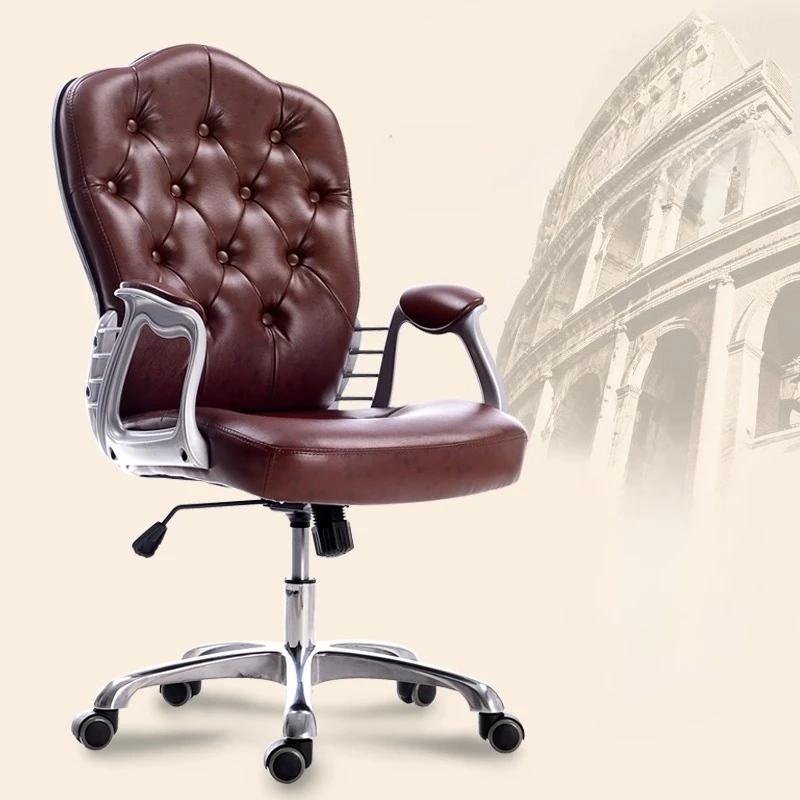 ‌Ergonomic Office Chair, Height Adjustable Swivel Seat, Smooth Rolling PU Leather, Executive Desk Chair with Lumbar Armrest