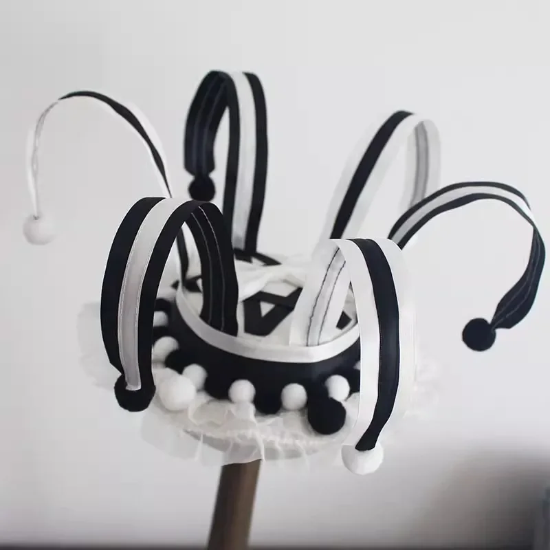 

Clown Hat Black White Circus Troupe Bizarre Wind Alice Lolita Hair Accessories Top Hat Soft Sister Lolita Flat Hat