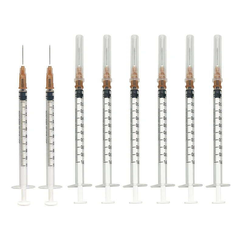 1ml/cc Plastic Sterilize Disposable Syringe with 26G 1/2inch Needle, Individually Wrapped for Pets Veterinary Use,100pcs