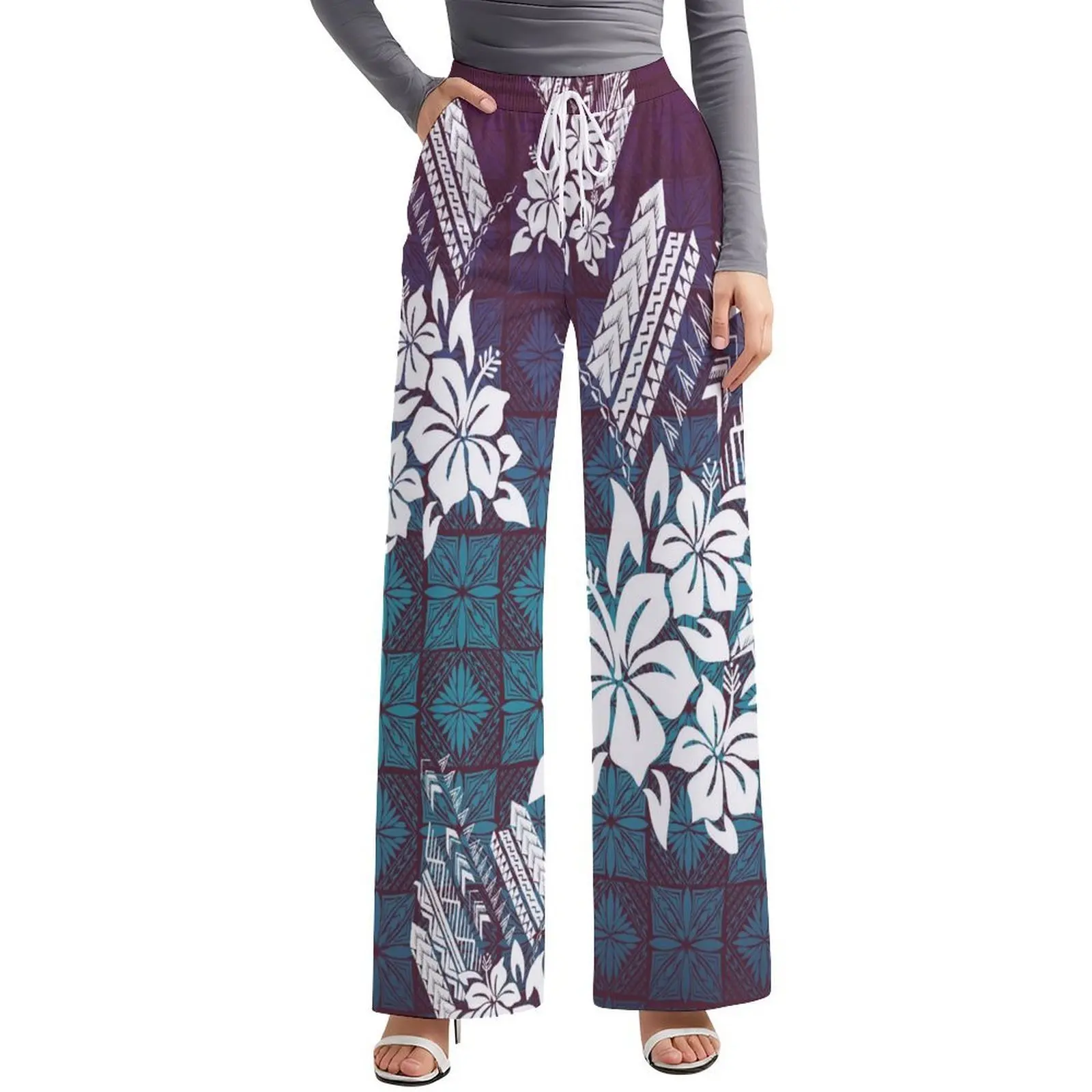 

Полинезийские женские повседневные свободные широкие брюки из высококачественной мягкой ткани, новинка 2025, осенние длинные брюки