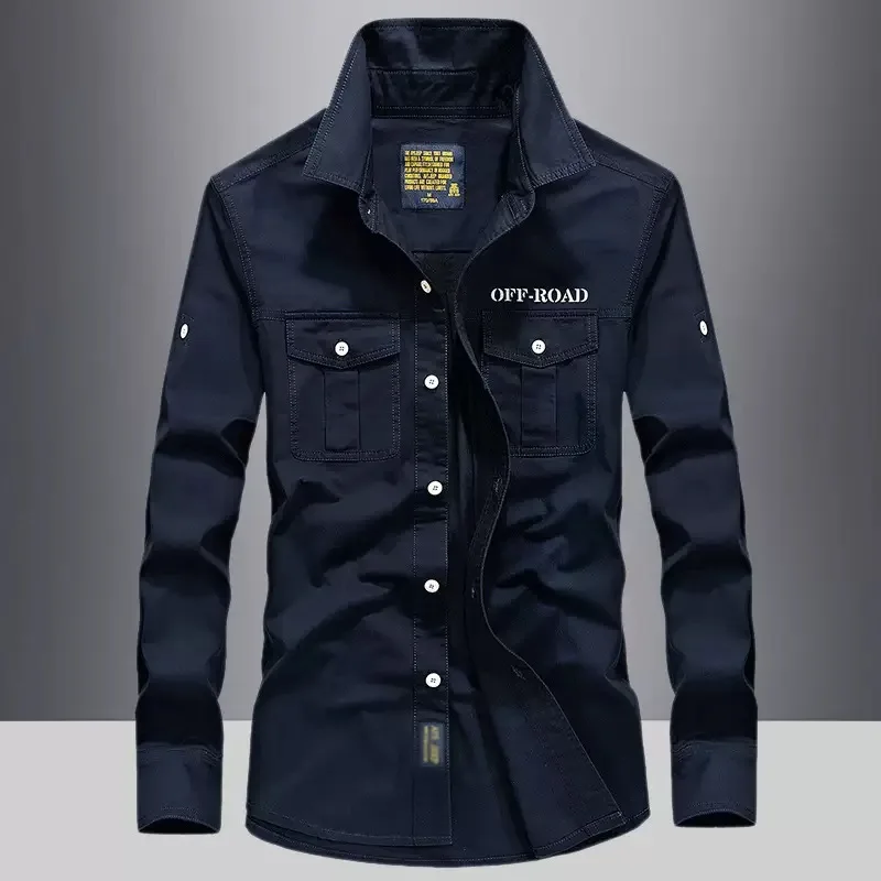 

Осень и весна, новая однотонная рабочая рубашка из чистого хлопка, мужская свободная спортивная винтажная рубашка больших размеров, высококачественная рубашка с длинным рукавом