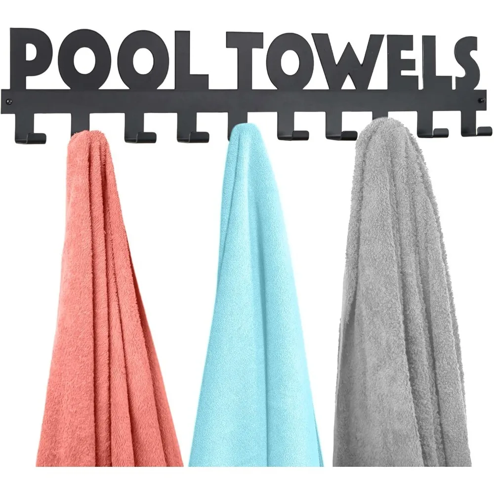 

Pool Towel Rack with 10 Hooks Outdoor Indoor Rust Proof Towel Holder Hanger for Swimming Pool Accessories Drying Rack