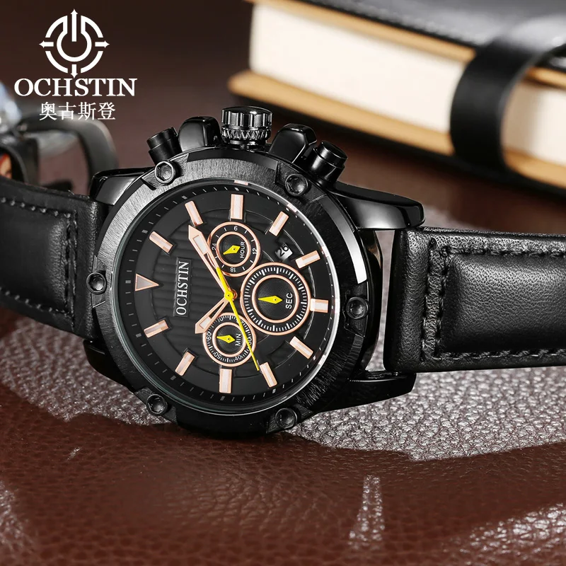 

OCHSTIN мужские высококачественные многофункциональные часы с механизмом мужские кожаные часы мужской хронограф водонепроницаемые часы для джентльмена