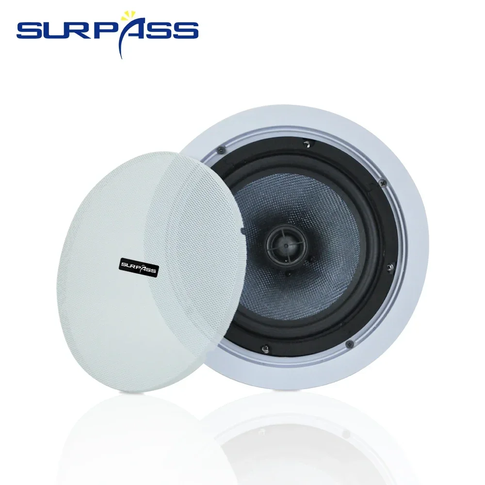 8inch audience Passive Ceiling Speakers pa speaker Stereo Sound PA System 70V/100V/8Ohm In Wall Ceiling Audio Speaker for Indoor