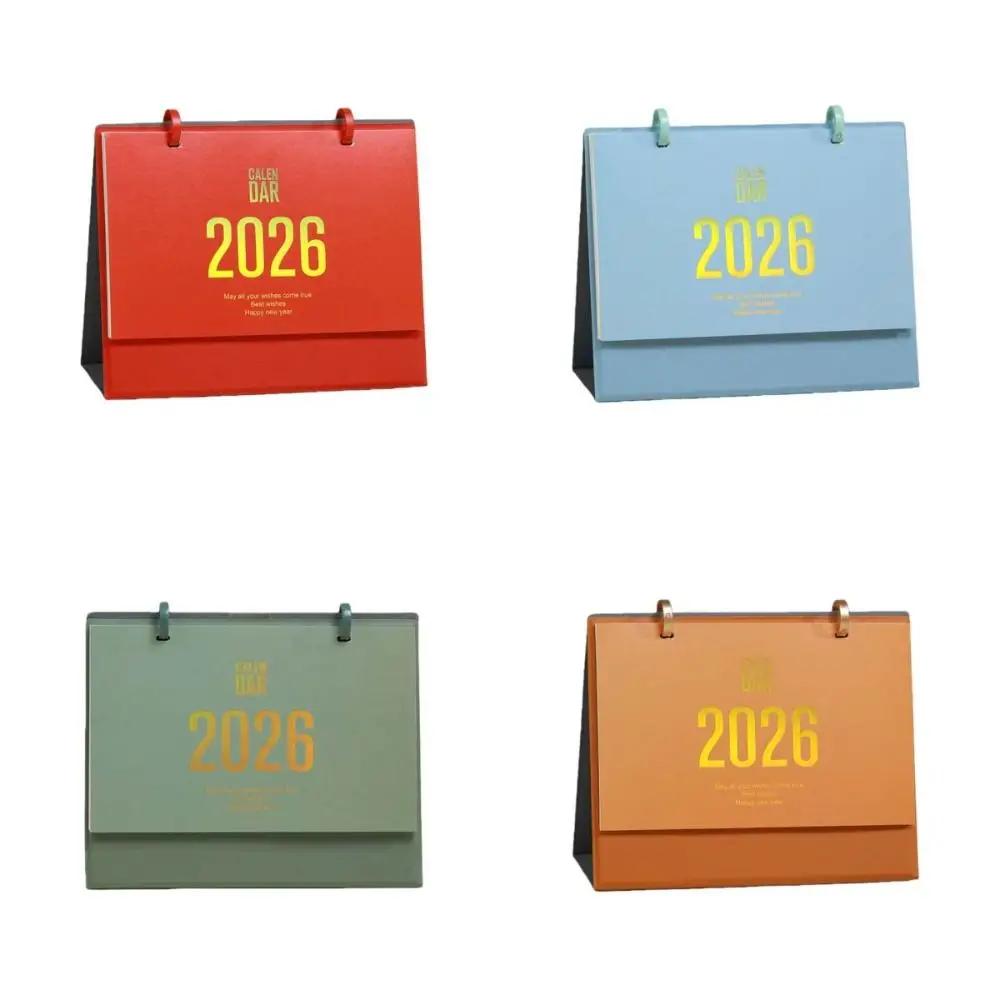 النمط الصيني 2026 أجندة مكتبية /رزنامة مكتبية بلون لفائف ملزمة الحصان سنة التقويم بسيط شهر تاريخ عرض الجدول الزمني مخطط #6