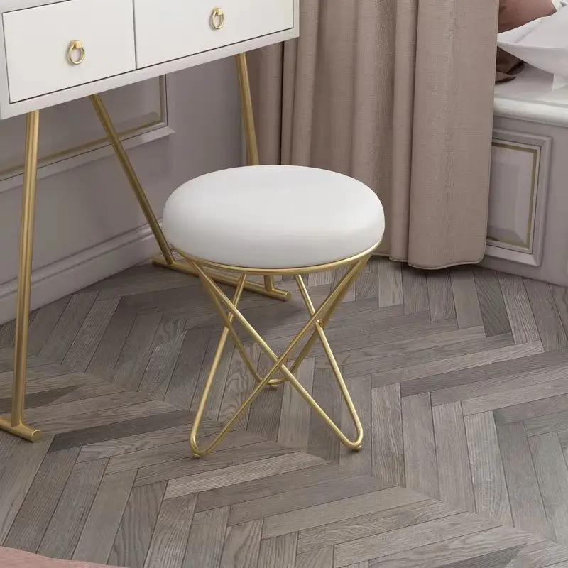 

Makeup Stool Light Luxury Simple Girls' Round Ottomans White Fairy Dressing Table Stool Simple Dressing Stools Vanity Chair Ins