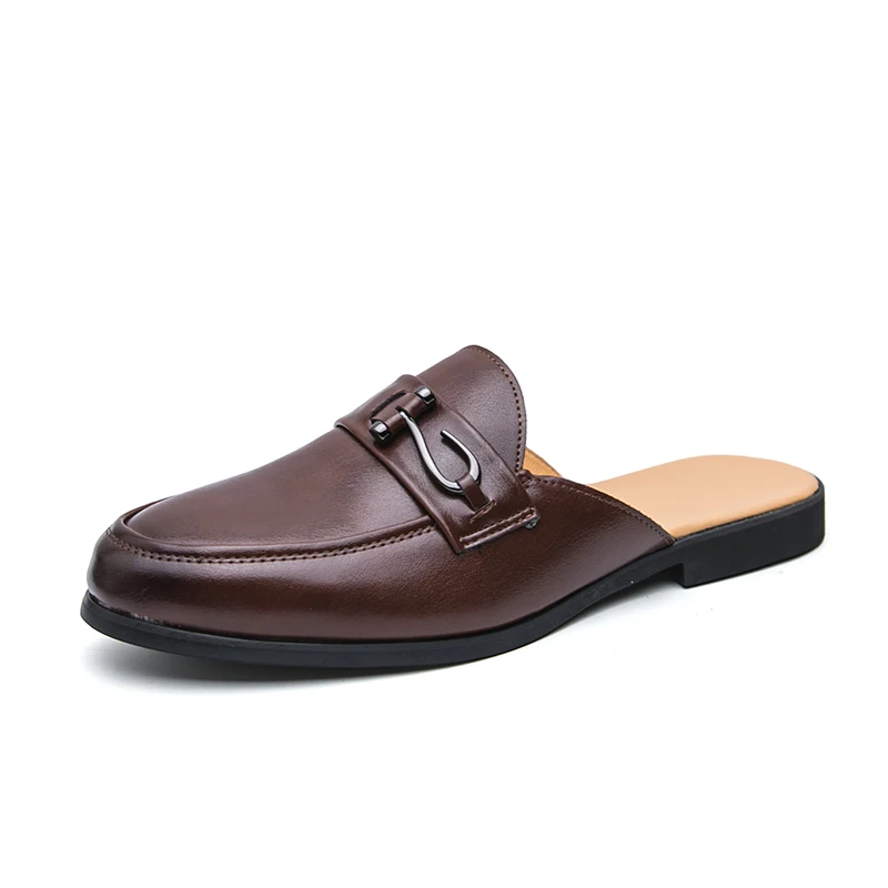 Plus Size 38-46 Comfortable Backless Mule Slippers Lightweight Open-back Casual Shoes for Man Leather Sneakers Slides Sandals