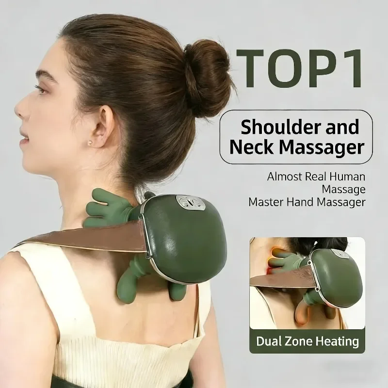 Portable Neck & Shoulder Massager, 5 Fingers Simulate Human Hand, Wireless USB, Home, Office, Car, New Year Holiday Gift