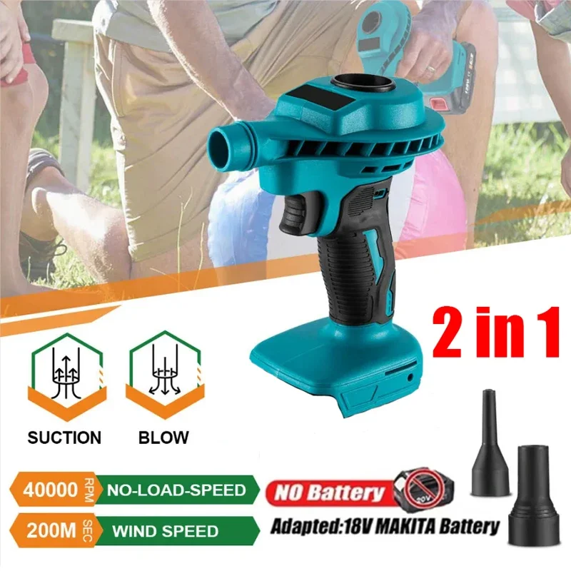 2 IN 1 Cordless Air Dust Machine Efficient Rechargeable Vacuum Clean Inflator Computer Cleaning Power Tool For Makita 18VBattery