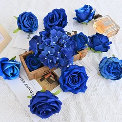 5-11cm/30pcs Royal Blue Rose Rayon Flower Heads DIY Wedding Home Party Cake Decoration Fake Flower Garland