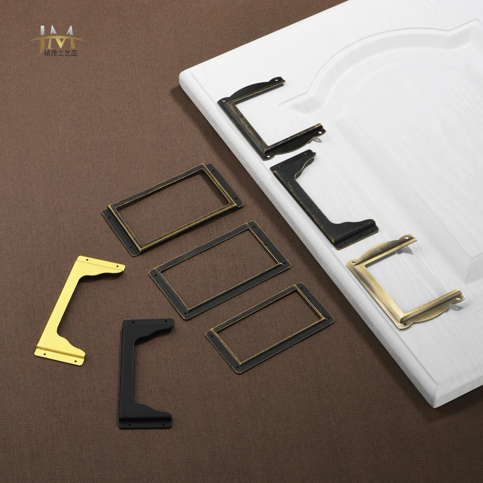 Hardware New Chinese Antique Drawer Label Frame Signage Slot Card Frame Semi-Surrounded Bronze