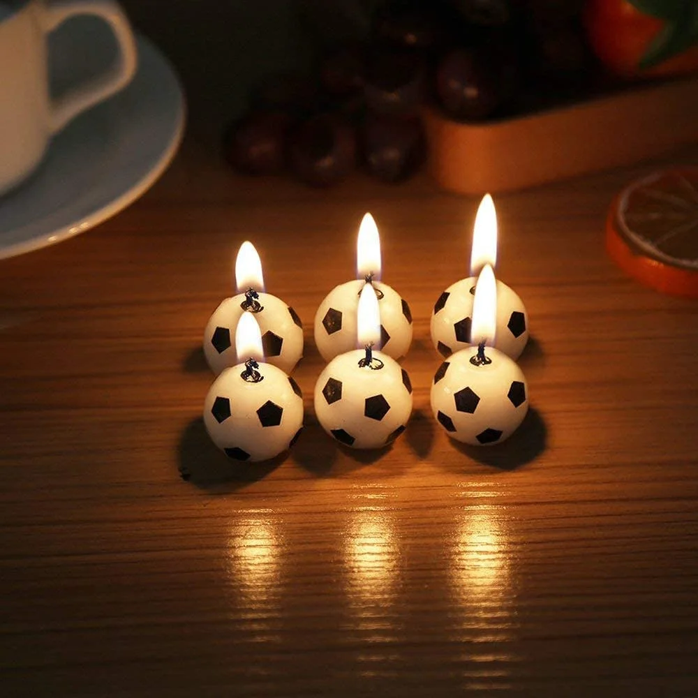 6Pcs Soccer Ball Football Cake Candles Birthday Party Kids Cake Decoration Soccer Ball Birthday Party Supplies for Kids Toy Gift