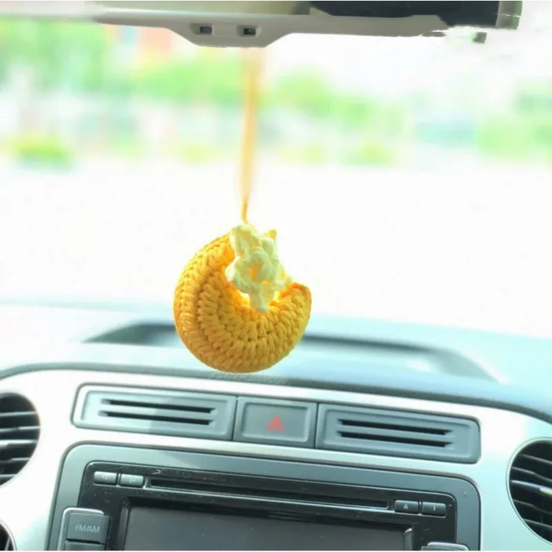 Halloween Crochet Moon Star Car Mirror Hand-Woven Pendant Lady Bag Moon Key Chain, Car Key Alloy Pendant, Decorative Accessories