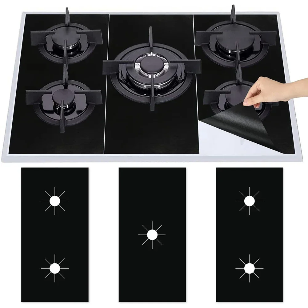 3pcs 54x27cm Gas Stove Protector Pads 0.2mm Thickness 5-Hole Gas Stove Pad Anti-dirty Reusable Stovetop Scratch Protector Pads