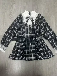 Aesthetic Elegant Sweet Kawaii Mini Dress Woman Y2k Plaid Design Vintage Harajuku Dress Female Bow Princess Chic Clothing Autumn