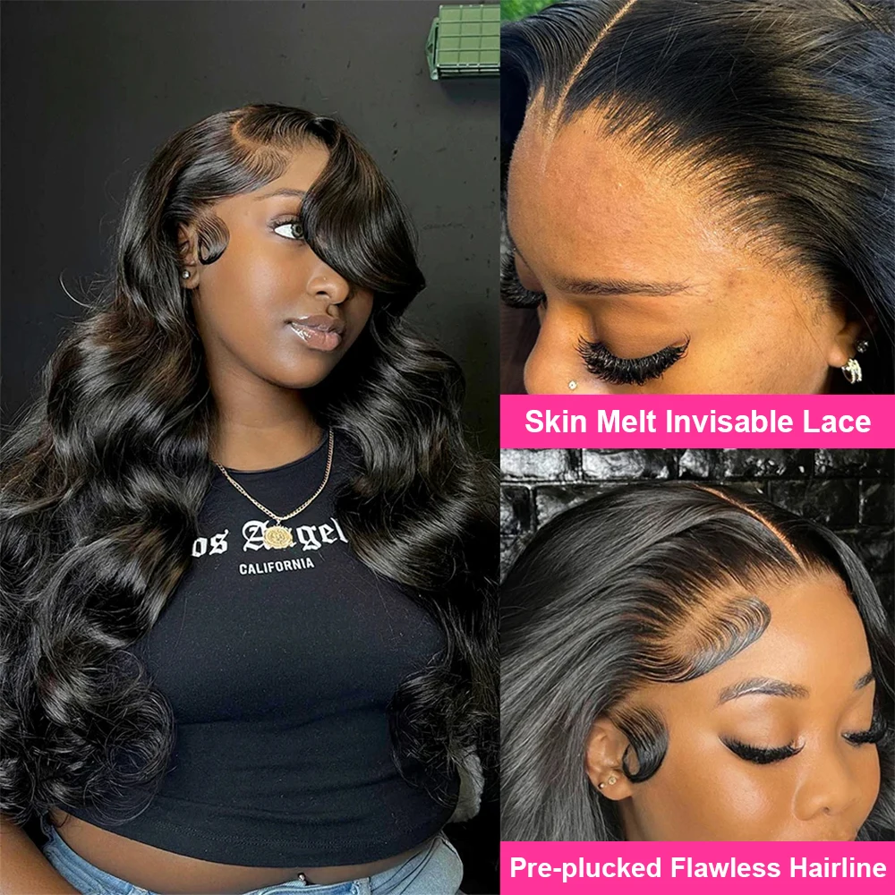 Body Wave 250 Density Glueless Wigs 13X4 HD Lace Frontal Human Hair 40 Inch Remy Transparen Pre Plucked Brazilian Wigs For Women