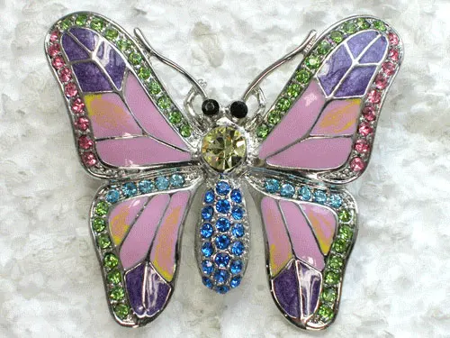 나비 브로치 다채로운 라인석 에나멜 핀 브로치, C364 E1