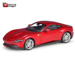 Bburago-Modèle réduit de voiture Ferrari ROMA rouge, véhicule de luxe en alliage moulé sous pression, jouet de collection, échelle 1:24, idée cadeau, nouveauté