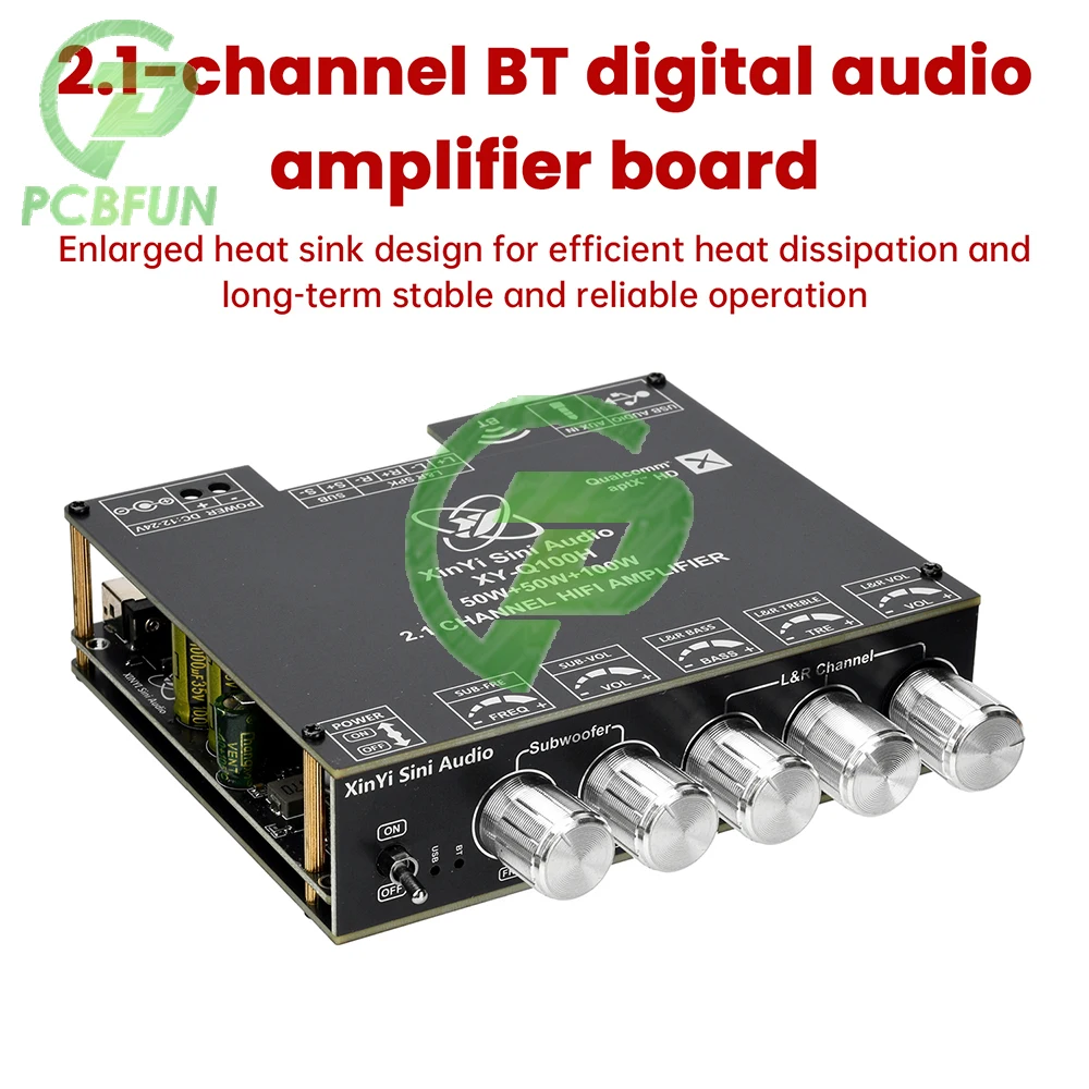 2*50 واط + 100 واط TPA3116D2 بلوتوث مكبر كهربائي مجلس 2.1 Ch الفئة D USB كارت الصوت مضخم الصوت