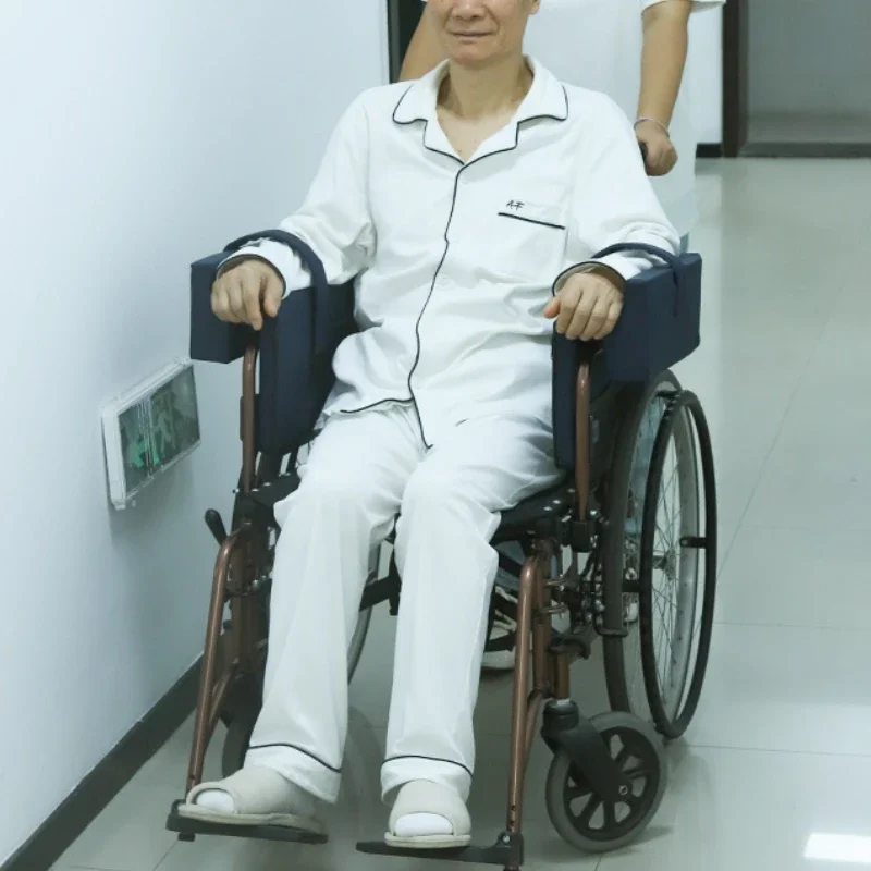 A Pair Wheelchair Armrest Pad PU leather Waterproof Elderly Care Horizontal Support Pad Wheelchair Comfort Pressure Relief Cover