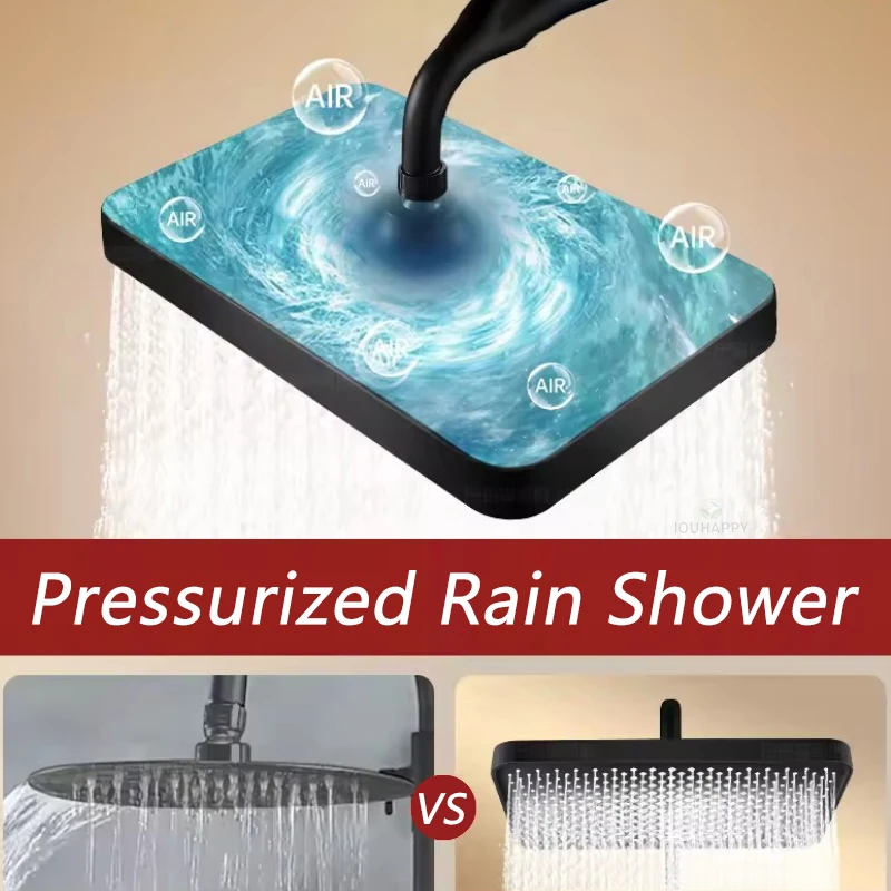 32CM Large Panel Boost Shower Head Square 360° Rotation Adjustable Overhead Rainfall Shower Head Hotel Bathroom Accessories