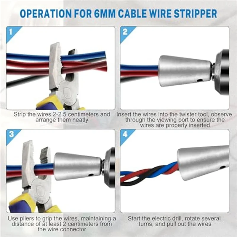 

J1UL1N 5-проводной инструмент для скручивания проводов для дрели 3/5-контактный инструмент для зачистки проводов Инструмент для скручивания проводов Инструмент для зачистки проводов и драйвер разъема Twister