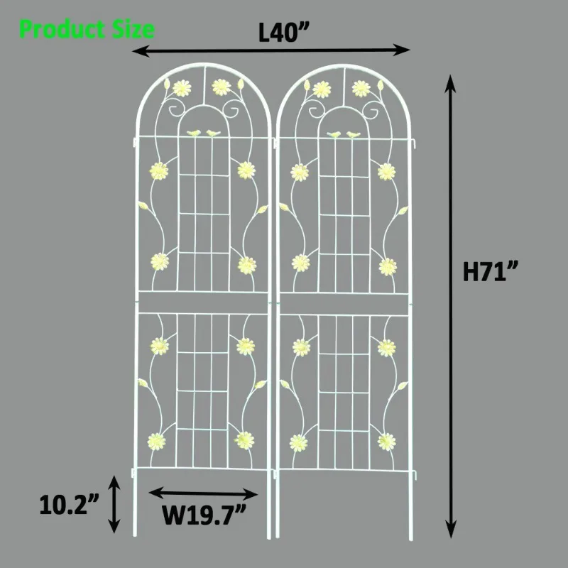 عبوتان من تعريشة الحديقة المعدنية مقاس 71 بوصة × 19.7 بوصة تعريشة قوس الزفاف المقاومة للصدأ لنباتات التسلق في الهواء الطلق ودعم الزهور باللون الأبيض
