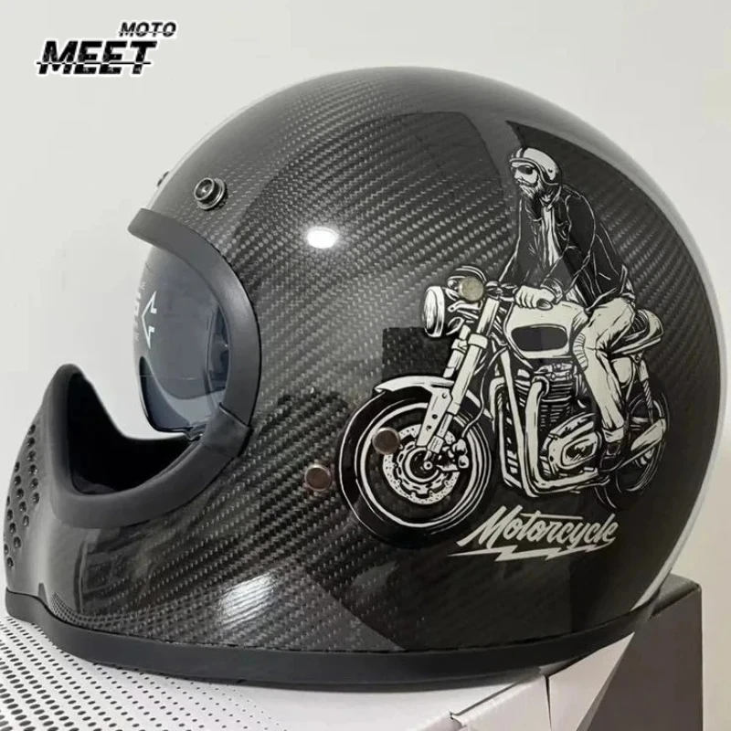 Retro Fiberglass Motorcycle Decorative Helmet MINI Helmet Calf Racer Casco Moto Scooter for Honda CC110 CB300R Z900RS T120