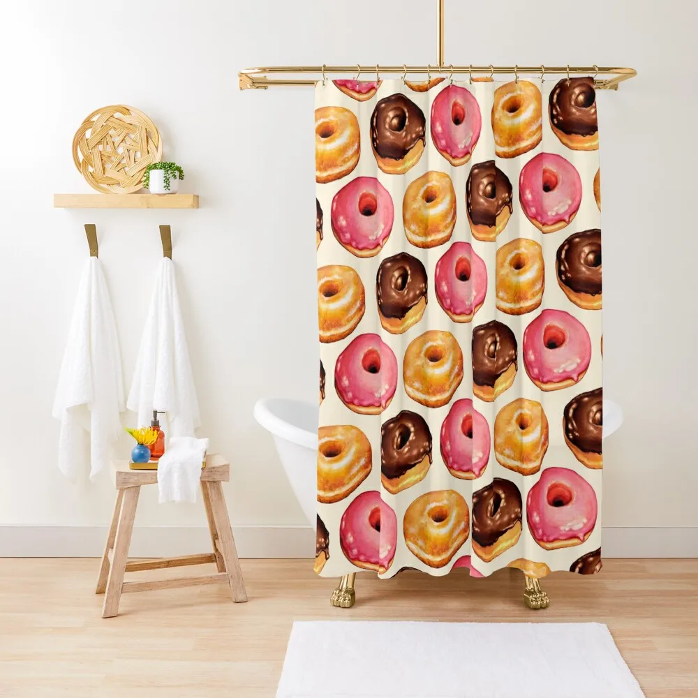 

Donut Pattern Shower Curtain Shower Bath Waterproof Fabric Bathroom Waterproof Shower Funny Curtain