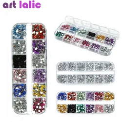 3000Pcs 2mm 3D Silver Nail Art Rhinestones round Mix Teardrop Heart Stickers Gem Deco Glitters Nail Decoration Craft
