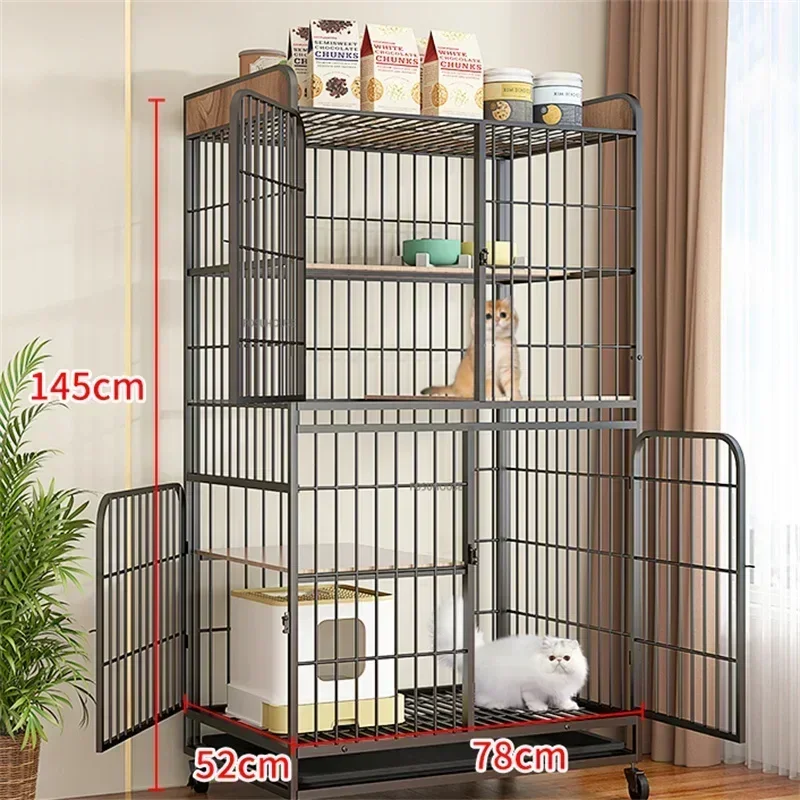 Super Large Space Cat Cages Luxury Two Floors Cat and Dog Cage House with Toilet Wrought Iron Enclosure Home Indoor Cat Villa