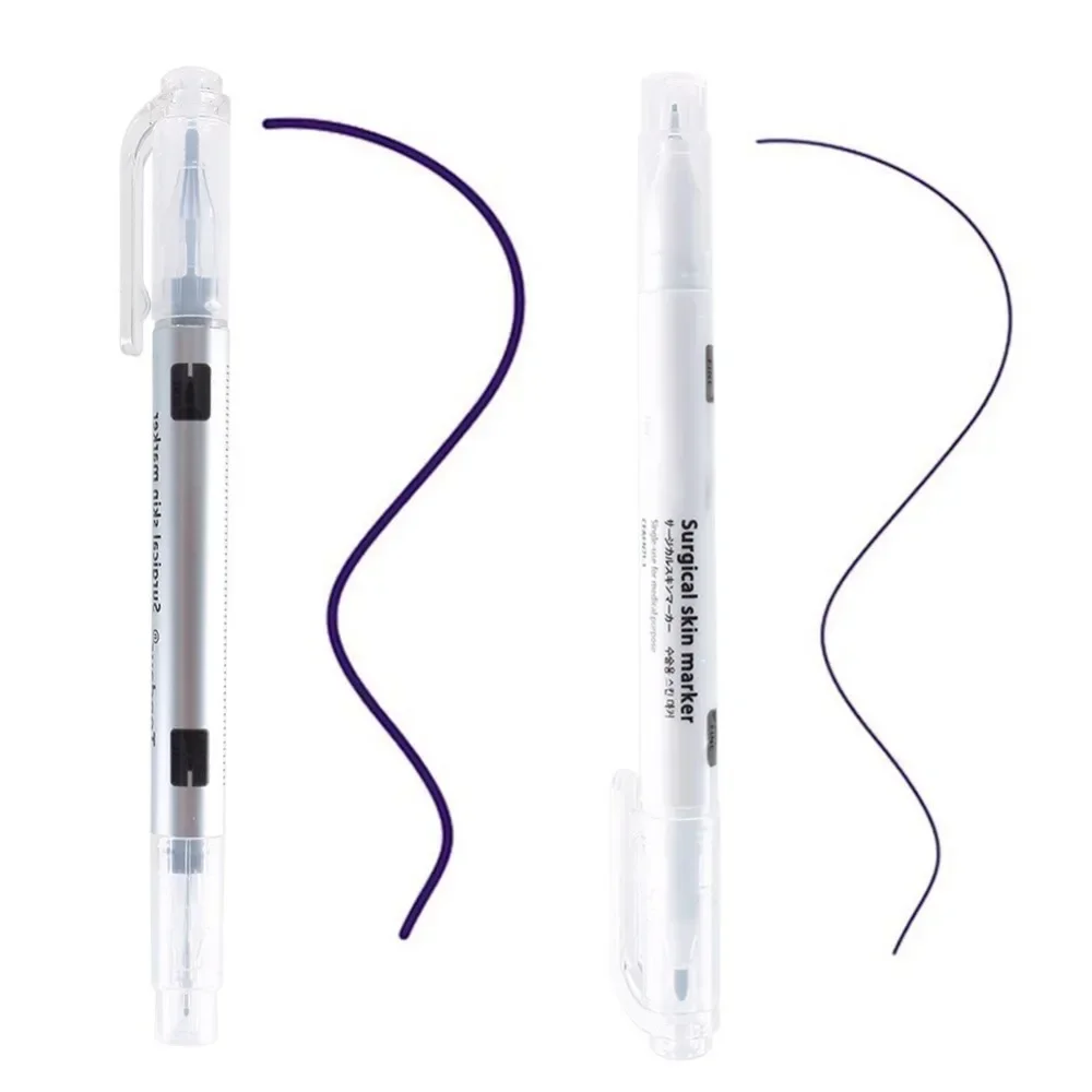 

Surgical Skin Marker Pen, Eyebrow Marker Pen, Tattoo Skin Marker Pen, With Measuring Ruler, Microblading Positioning Tool, 1Pcs