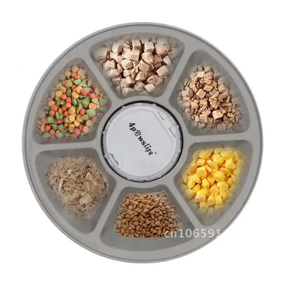 Automatic Pet Feeder 24Hour Wet Timing Dispenser 6 Grid Electric Round Recorder Dry Food Food With Dispenser Timing Voice Feeder